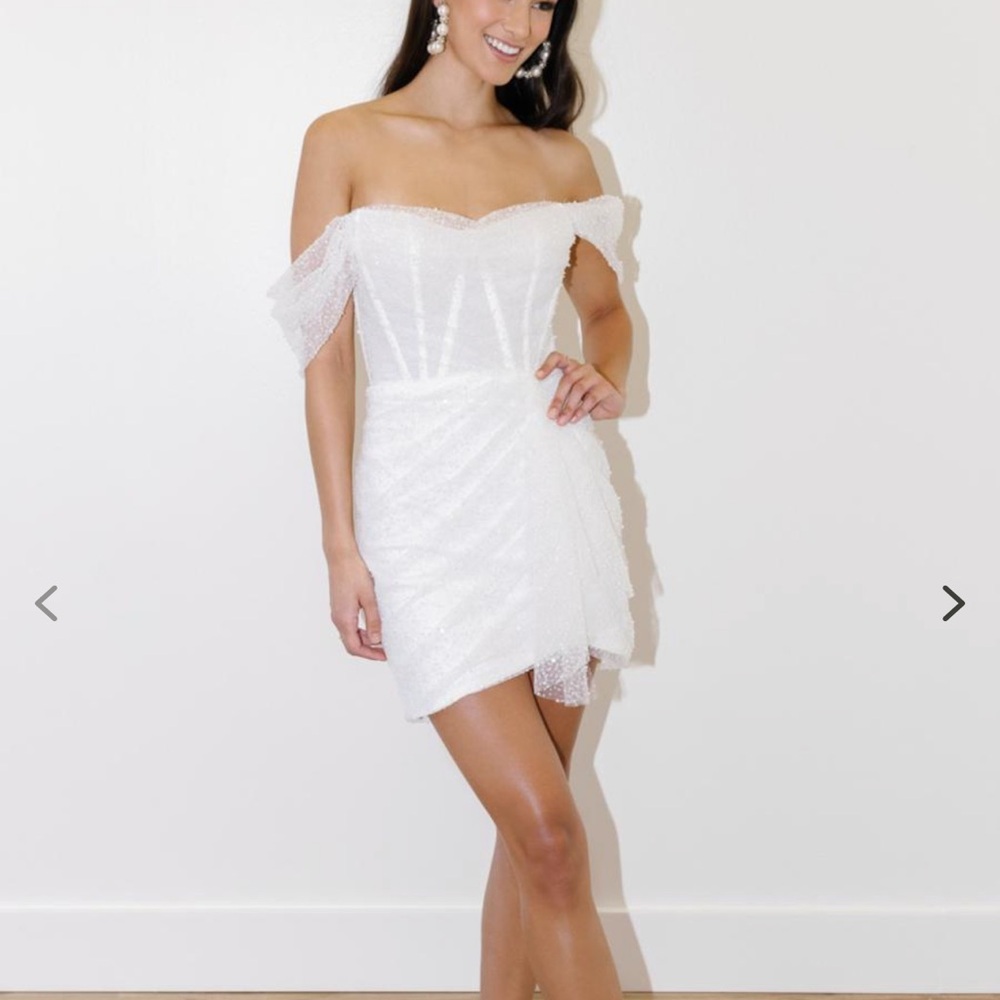 Watters Gibson Off-Shoulder Pearl Dress